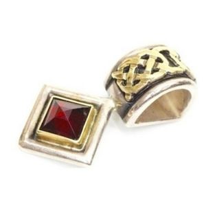 18K Gold Garnet Celtic Eternity Knot Lace on 925 Sterling Silver Pendant